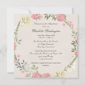 バレリーナ ヴィンテージ ローズ wreath ベイビーシャワー 招待状 (裏面)