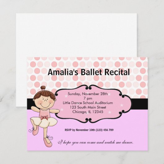 バレリーナ 招待状 (正面/裏面)