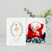 バレリーナ 水彩植物画 1枚の写真 箔シーズンカード (立ち正面)