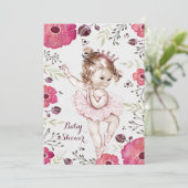 バレリーナ 水彩 グリッター ポピー ベビーシャワー 招待状 (スタンド正面)