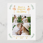 バレリーナ 水彩 3枚の写真 箔シーズンポストカード (正面)