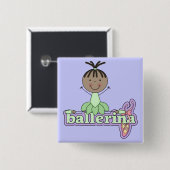 バレリーナ-緑のTシャツおよびギフト 缶バッジ (正面&裏面)