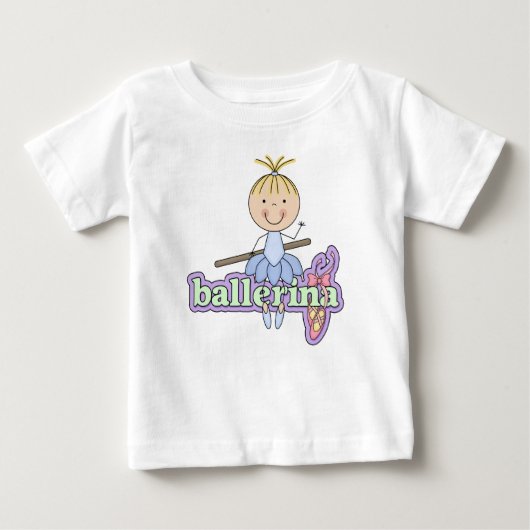 バレリーナ - 青い赤ちゃんチュチュボディスーツ ベビーTシャツ (正面)