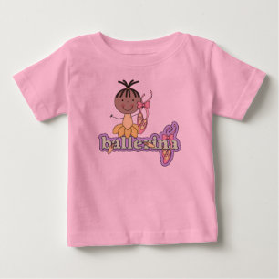 バレリーナ - 黄色のアフリカ系アメリカ人赤ちゃん ベビーTシャツ