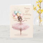 バレリーナ 10歳の誕生日カード 折りたとう紙のグリーティングカード カード (黄色い花)