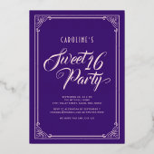 バレリーナNYCスカイライン花火スウィート16バラ金ゴールド 箔招待状 (裏面)