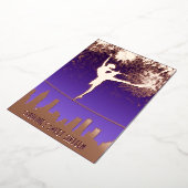 バレリーナNYCスカイライン花火スウィート16バラ金ゴールド 箔招待状 (回転した状態)