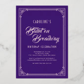 バレリーナNYCスカイライン花火バレエ誕生日 箔招待状 (裏面)