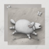 バレリーフ、 浮き彫りかわいいハッピーヒツジパーソナライズされた ノートカード (正面/裏面)
