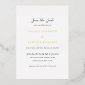 バレリー伝統的ウェディング日付の保存 箔招待状 (正面)