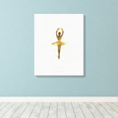 バレリ感動的ナ引用文金ゴールドバレエダンサー キャンバスプリント (インサイチュ (ウッドフロア))