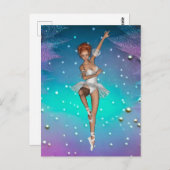 バレリ色彩の鮮やかナパールティール(緑がかった色)&パープル背景 ポストカード (正面/裏面)