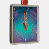 バレリ色彩の鮮やかナパールティール（緑がかった色）&パープル背景 メタルオーナメント (右)