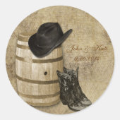 バレルとブーツの結婚式用シール ラウンドシール (正面)