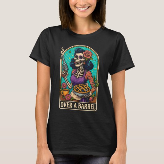 バレルを越えて スケルトン レトロな雰囲気 Tシャツ (正面)