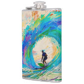 バレルカラフル波の抽象芸術サーファー フラスク (左)