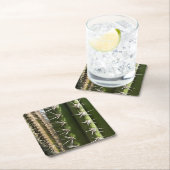 バレルサボテンII砂漠自然写真 スクエアペーパーコースター (インサイチュ)