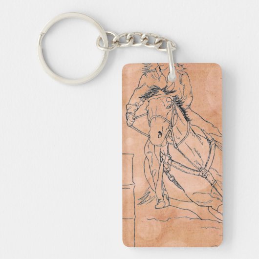 バレルレーサー（オレンジ色の円） キーホルダー (正面)