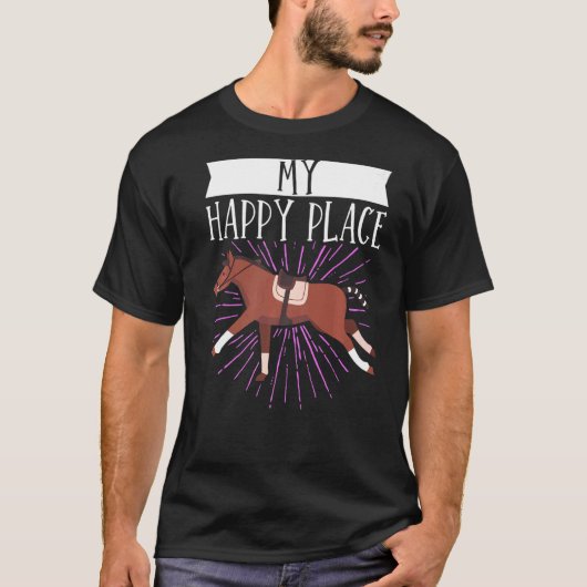 バレルレーサー 私の幸せな場所 馬術 Tシャツ (正面)