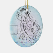 バレルレーサー（青/花/文字） セラミックオーナメント (右)