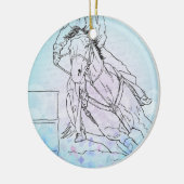 バレルレーサー（青/花/文字） セラミックオーナメント (左)