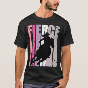 バレルレーシングの激しい女性のカーボーイハットウェスタンテーマソウ Tシャツ