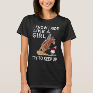 バレルレーシングの馬 ロデオ カウガール 馬に乗るのが上手い女 Tシャツ