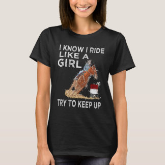バレルレーシングの馬 ロデオ カウガール 馬に乗るのが上手い女 Tシャツ