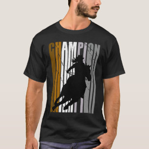 バレルレーシングチャンピオン馬術ブラウンコーガール Tシャツ
