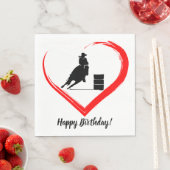 バレルレーシングホース及び赤いハートハッピーバースデー スタンダードランチョンナプキン (インサイチュ)