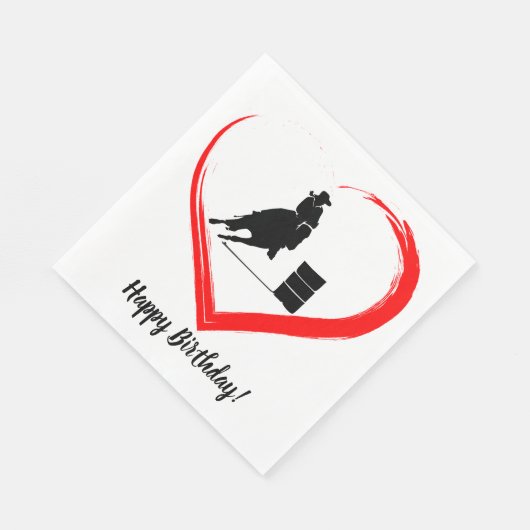 バレルレーシングホース及び赤いハートハッピーバースデー スタンダードランチョンナプキン (角)
