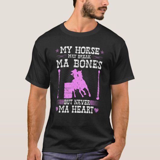 バレルレーシング ロデオ 馬 骨を折る カウガール Ba Tシャツ (正面)