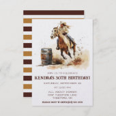 バレルレーシング、女性のカーボーイ誕生日パーティー 招待状 (正面/裏面)