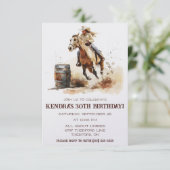 バレルレーシング、女性のカーボーイ誕生日パーティー 招待状 (スタンド正面)