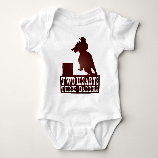 バレルレース女性のカーボーイレッドネック馬 ベビーボディスーツ (正面)