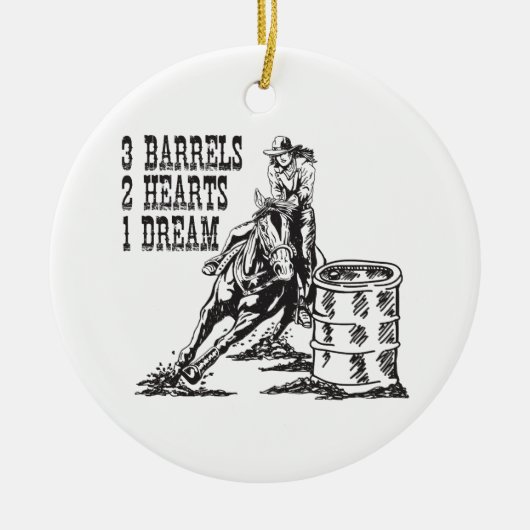 バレルレース3バレル2ハート1ドリーム磁石 セラミックオーナメント (正面)