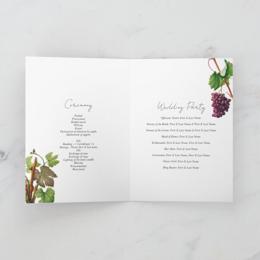 バレルワイナリーヴィン結婚ヤードのサービス順序 プログラム (内部)