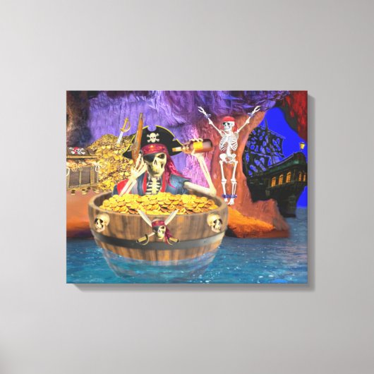 バレル内の海賊の骨格 キャンバスプリント (正面)