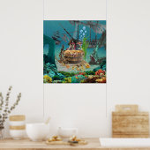 バレル内の海賊の骨格 ポスター (キッチン)