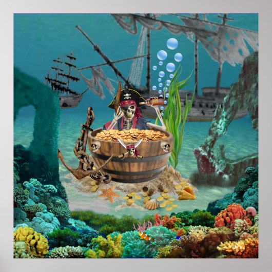 バレル内の海賊の骨格 ポスター (正面)