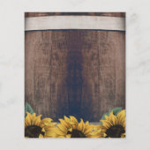 バレル素朴ヴィンテージひまわり結婚のメニューカード (裏面)