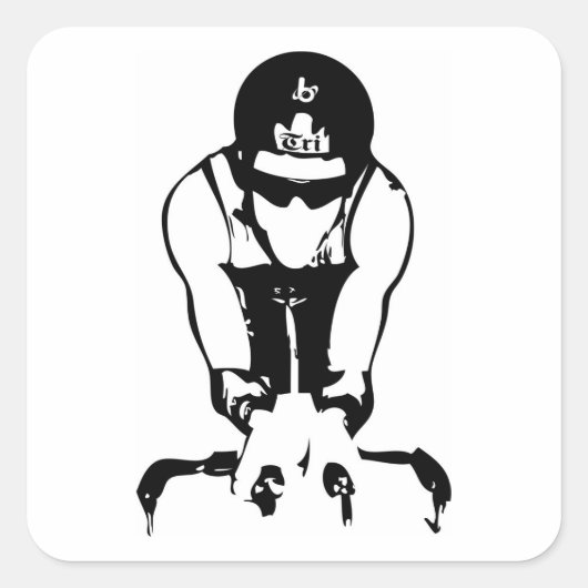 バレルXトライアスロンバイクもしくは自転車に乗る人ガイ スクエアシール (正面)
