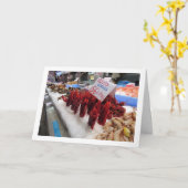 バレンシアのメルカド中央部でエビを展示 カード (黄色い花)