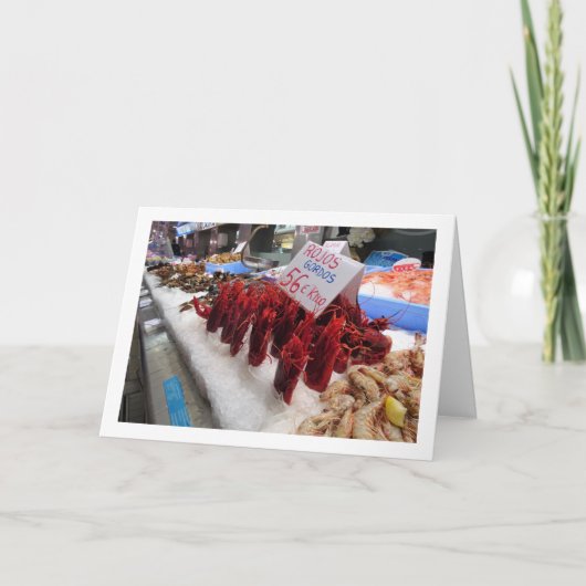 バレンシアのメルカド中央部でエビを展示 カード (正面)