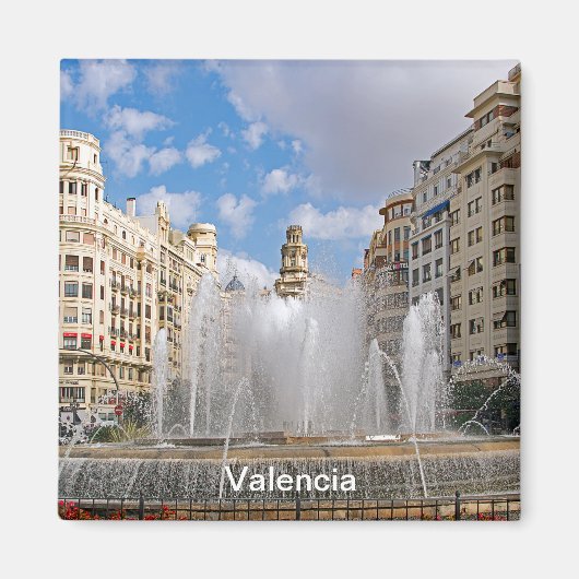 バレンシアの行政広場の噴水 マグネット (正面)
