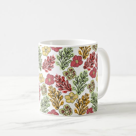 バレンシアスペインのフローラとつる植物   コーヒーマグカップ (正面右)