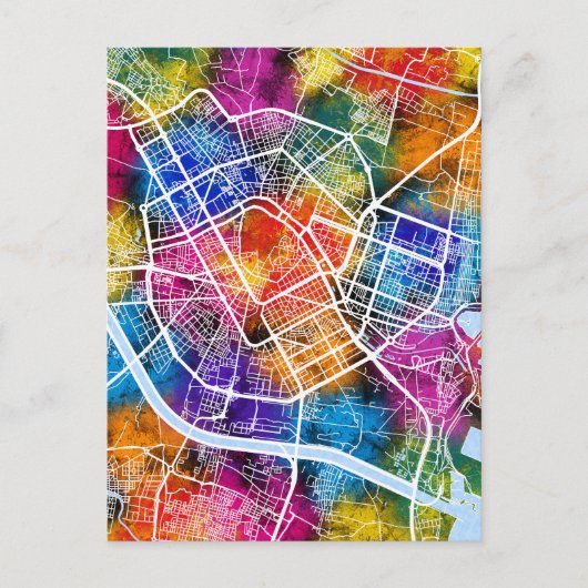 バレンシアスペインの地図 ポストカード (正面)