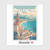 バレンシアスペインイラストレーショントラベルアートヴィンテージ シール (シート)