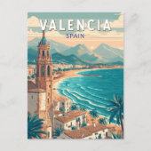 バレンシアスペインイラストレーショントラベルアートヴィンテージ ポストカード (正面)