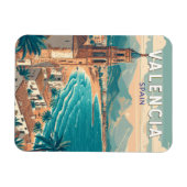 バレンシアスペインイラストレーショントラベルアートヴィンテージ マグネット (横)